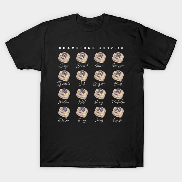 GSW Golden State Warriors Championship Rings 2017-2018 Season Basketball Vector T-Shirt by teeleoshirts